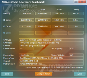 A10-6800K-AIDA 64 Cache and Memory