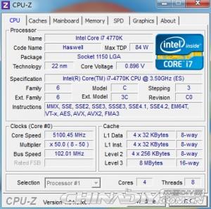 intel core i7 4770K 5 GHz OC cpu-z