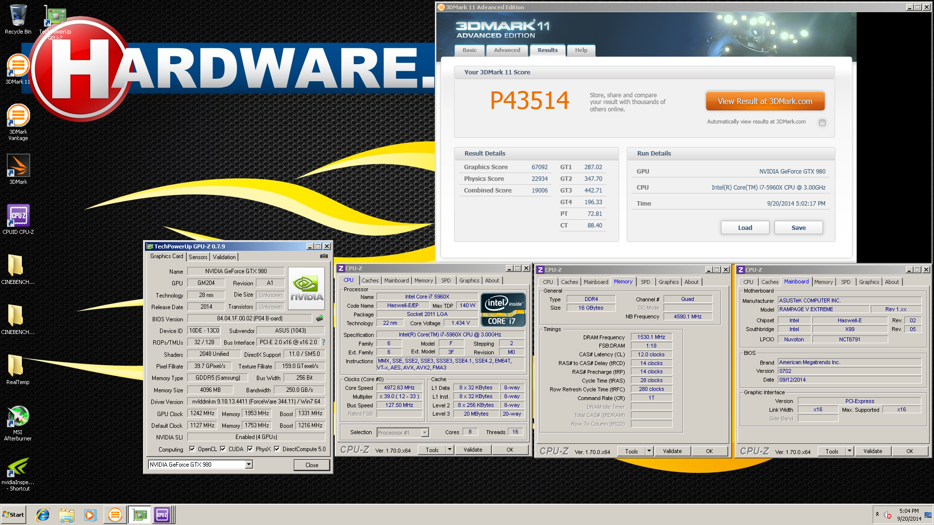 Nvidia GeForce GTX 980 world record 4-way SLI ASUS Tones screenshot