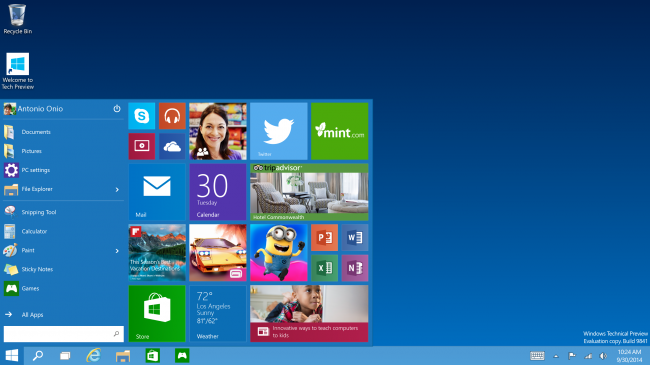 Windows 10 menú inicio