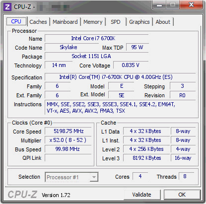 6700K Overclock CPU-Z