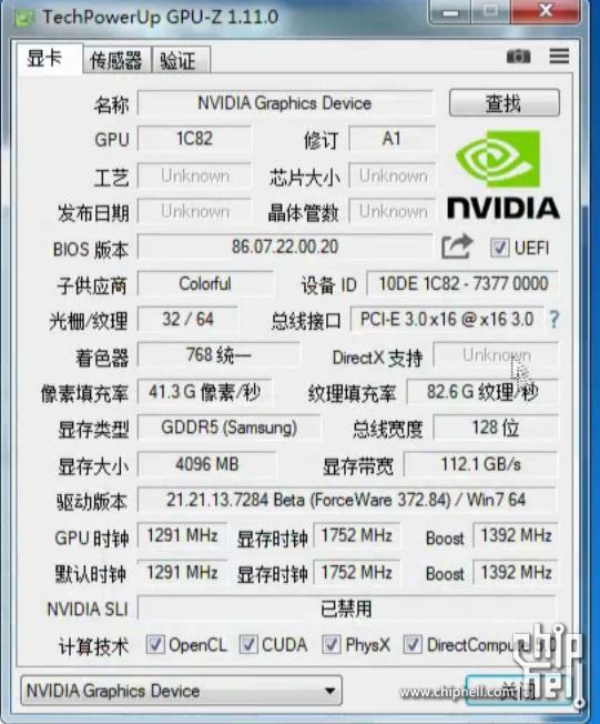 Geforce GTX 1050 Ti GPU-Z leaked