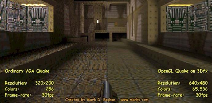 لعبة Quake vs GLQuake Voodoo Graphics