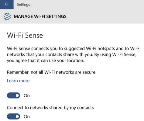 Windows 10 WiFi Sense