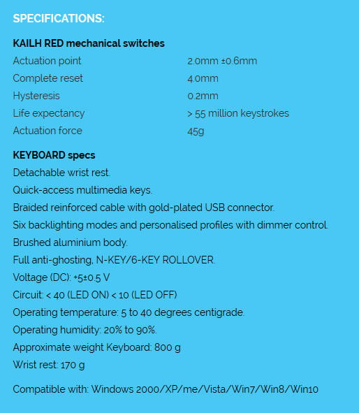 Newskill Hanshi specs