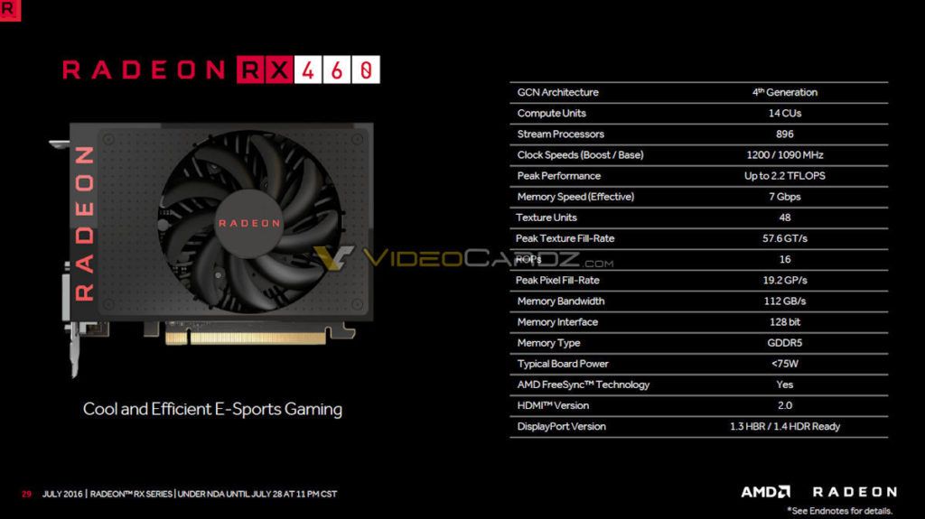 RX 460 specs