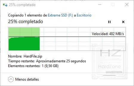 SanDisk Extreme Portable SSD - Velocidad lectura