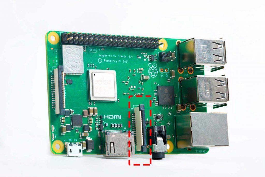 raspberry pi 3 model b+ localizacion puerto modulo camara