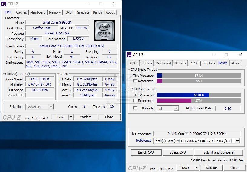 Intel i9 9900K CPU-Z OC - Review 1