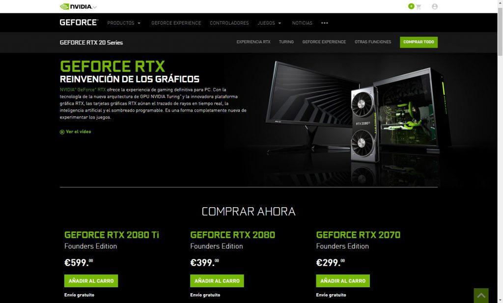 Precios d18 gama RTX NVIDIA