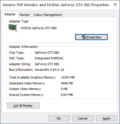 Propiedades GPU