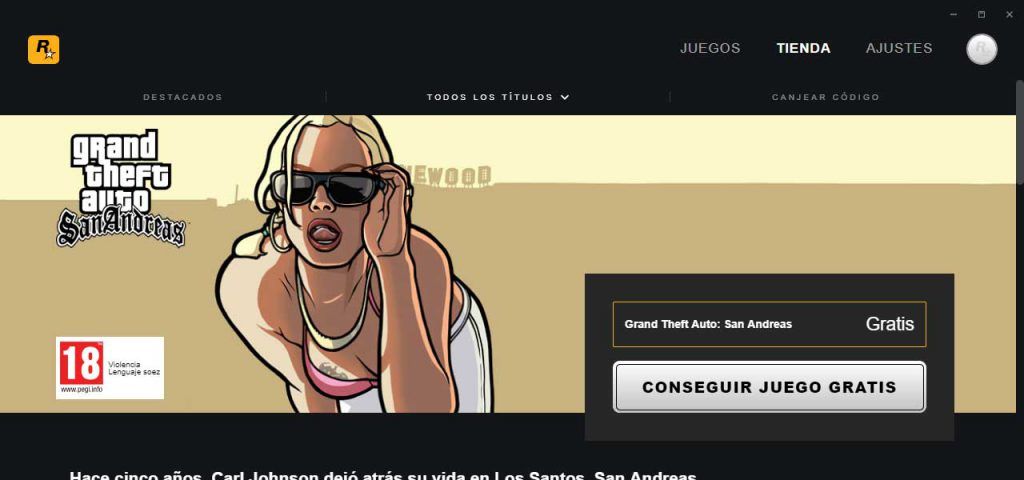 Grand Theft Auto: San Andreas para PC gratis en la tienda de Rockstar