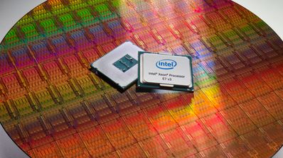 Procesador Intel Xeon sobre wafer