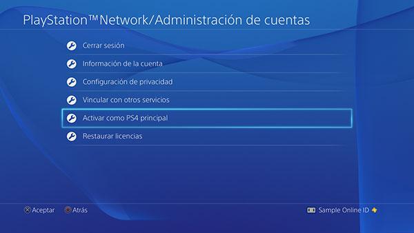 Administración cuentas PSN en PS4