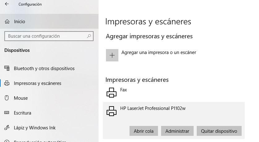 Configuración Impresoras Windows 10