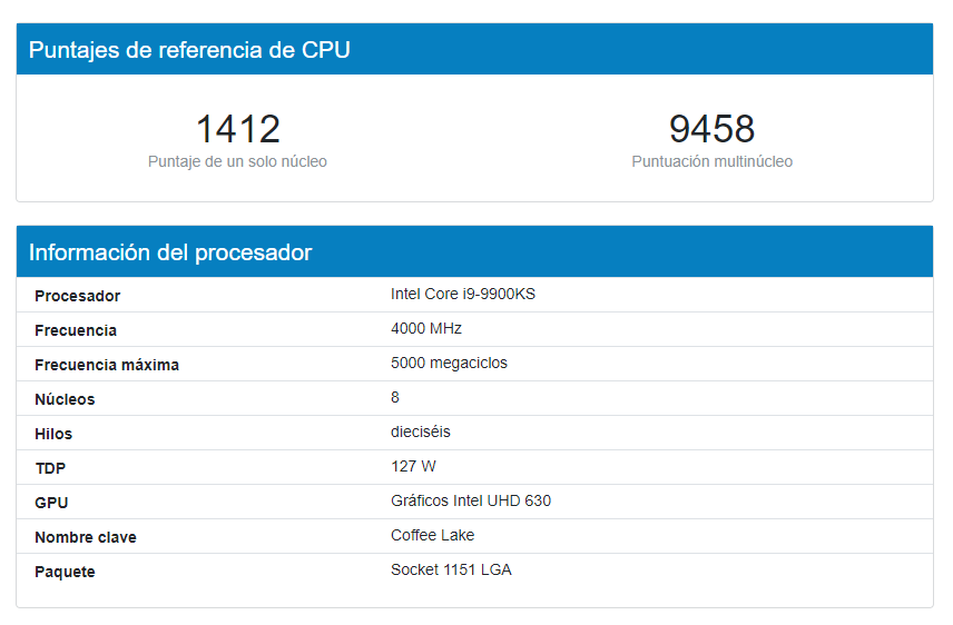 Intel Core i9-9900KS Geekbench 5