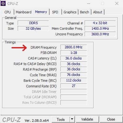 Frecuencia DRAM CPU-Z
