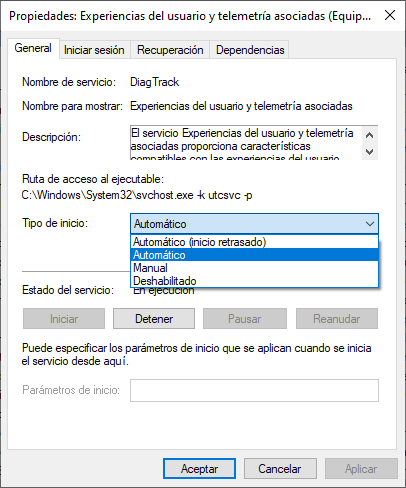 Desactivar telemetría Windows