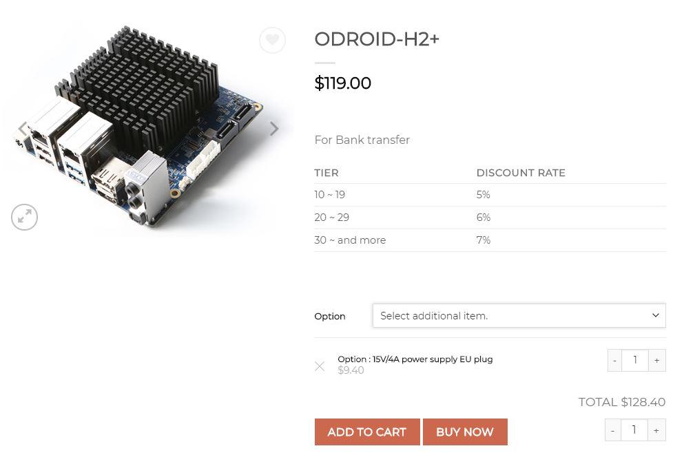 Precio mini PC ODROID H2+
