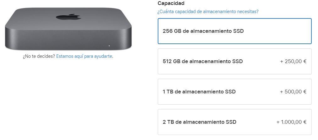 Capacidad SSD Mac Mini