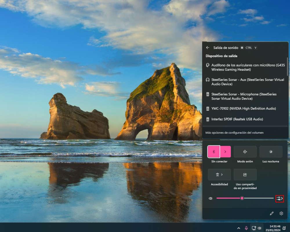 Imagen de como cambiar la interfaz de audio en Windows 11