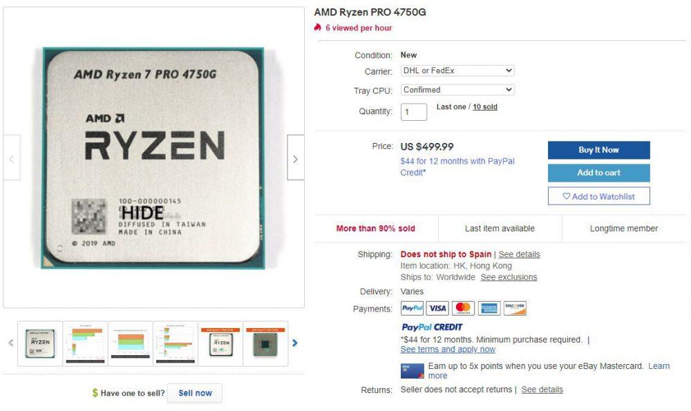 AMD Ryzen 4000 en eBay