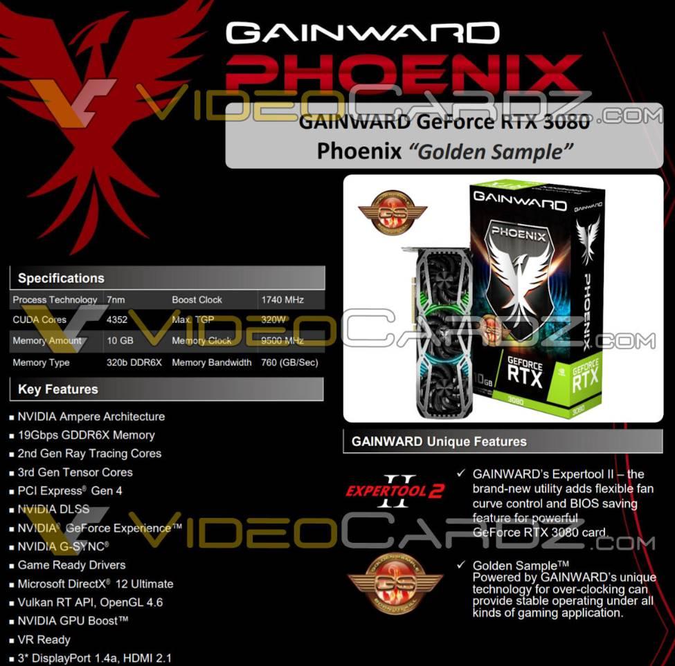 NVIDIA RTX Ampere especificaciones RTX 3080 Gainward
