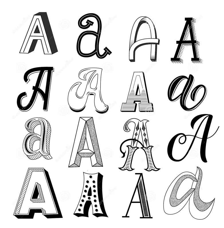 Ejemplo letra A tipografías