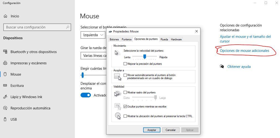 Ajustar sensibilidad del ratón en Windows