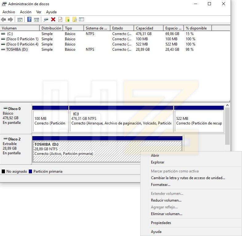 formatear Windows memoria usb ssd disco duro