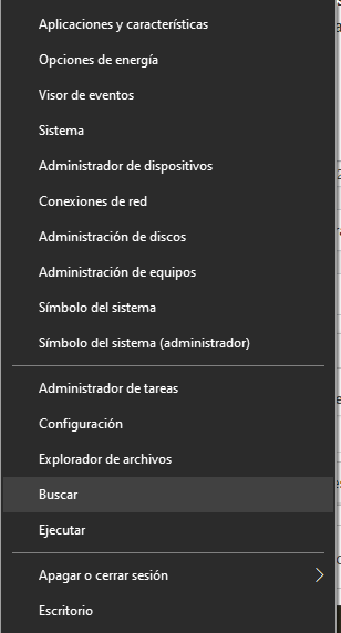 Botón inicio Windows 10