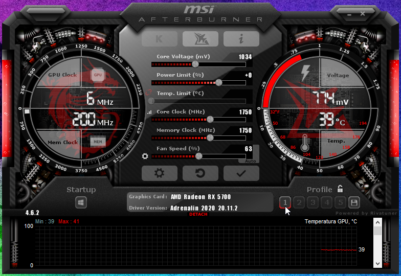 MSI Afterburner control RPM GPU fan 6