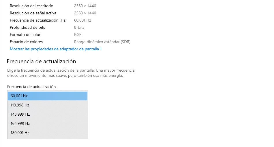 Configuración HZ monitor