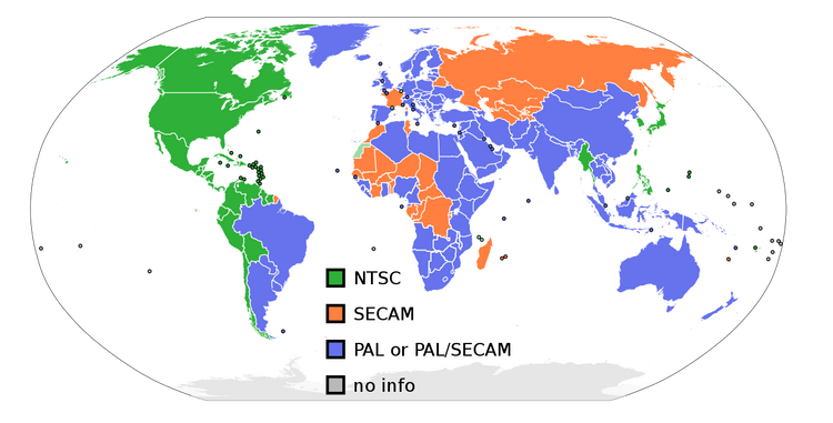 Mapa NTSC y PAL