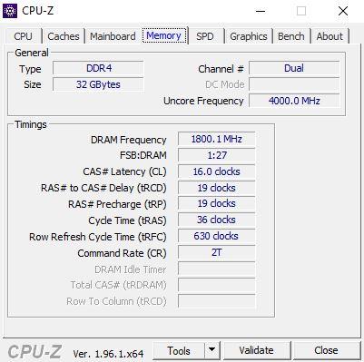 CPU-Z หน่วยความจำ