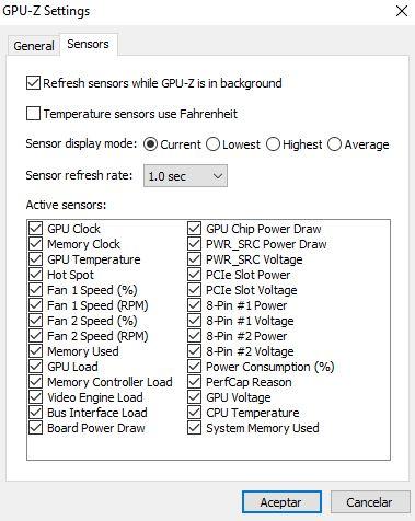 Sensores GPU-Z