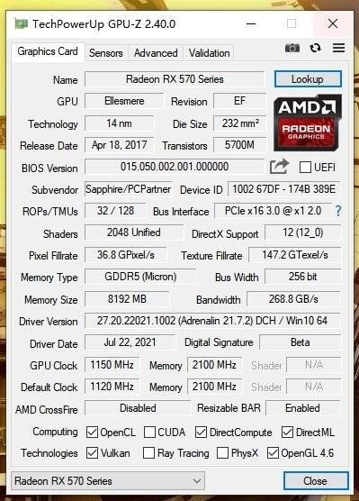 GPU RX 570 Dual Minar