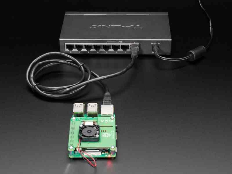 PoE con Ventilador de refrigeración para el módulo de alimentación a través de Ethernet Raspberry Pi 4B / 3B Compatible con 802.3af OLED de 0,91 Pulgadas para la Placa de expansión Raspberry Pi 