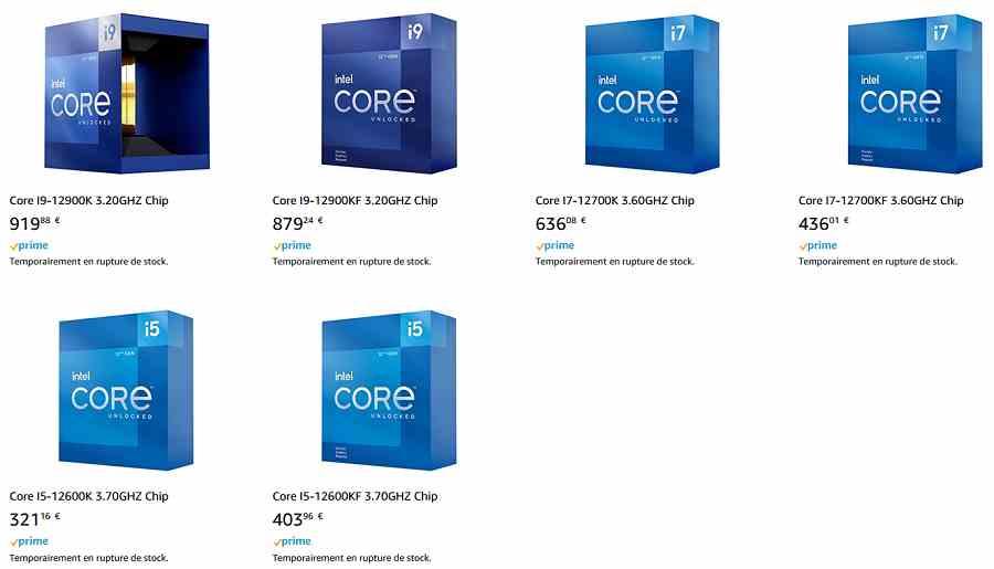 Intel Core 12 precios Amazon Francia