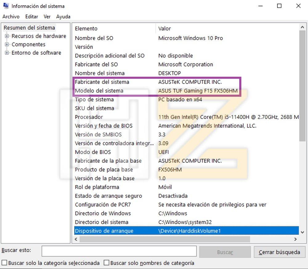 nombre ordenador portátil informacion sistema windows