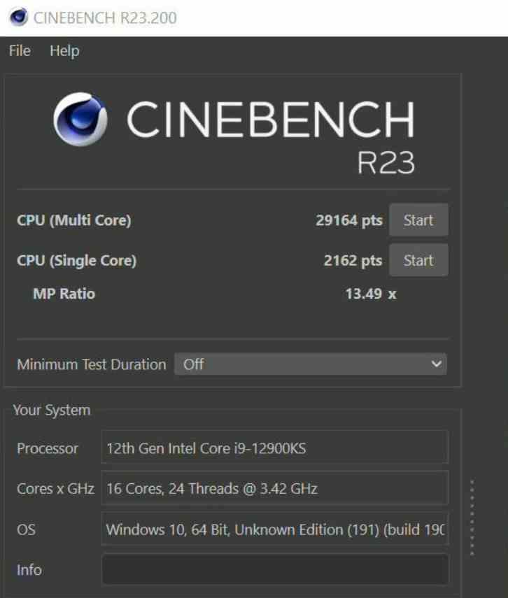 Cinebench R23 i9-12900KS