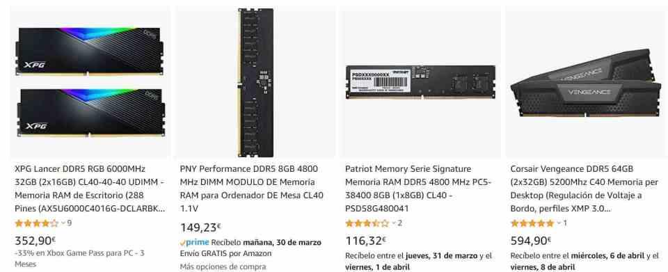 Precio Memoria DDR5 Amazon