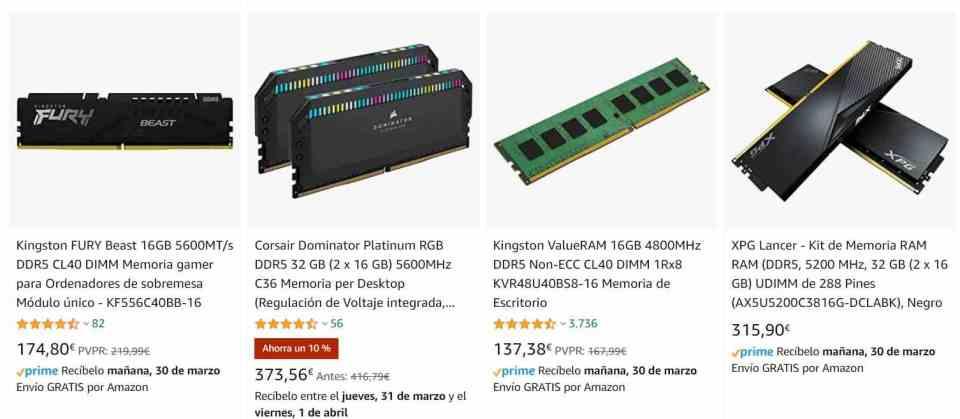 Precio Memoria DDR5 Amazon