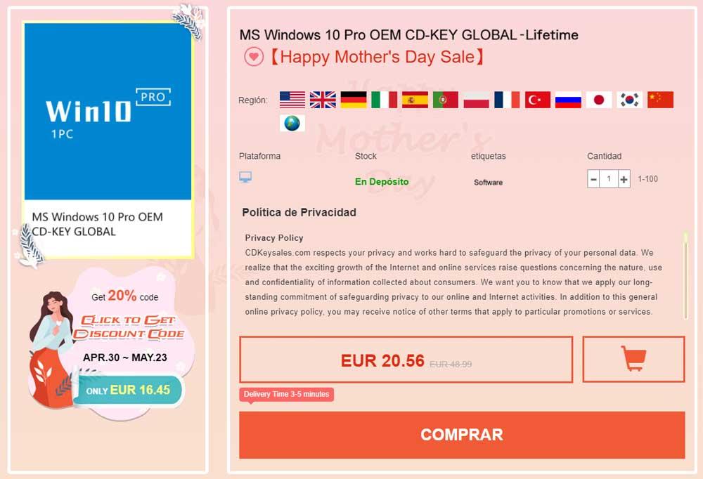Mother's Day Windows 10 Pro License