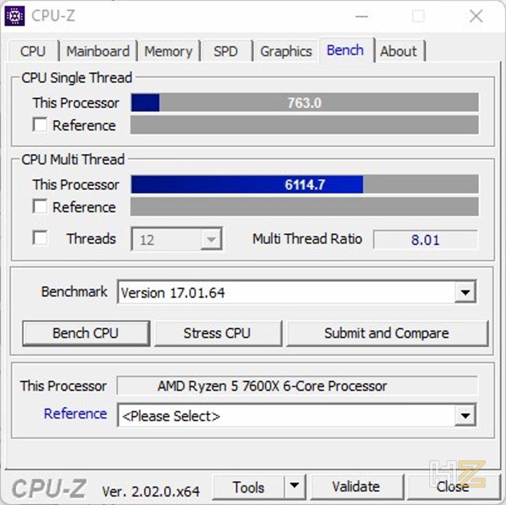 7600X CPU-Z Bench