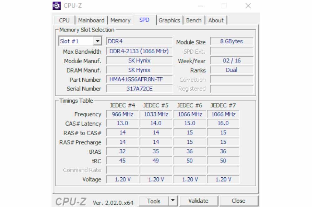 Идентификационная табличка CPU-Z