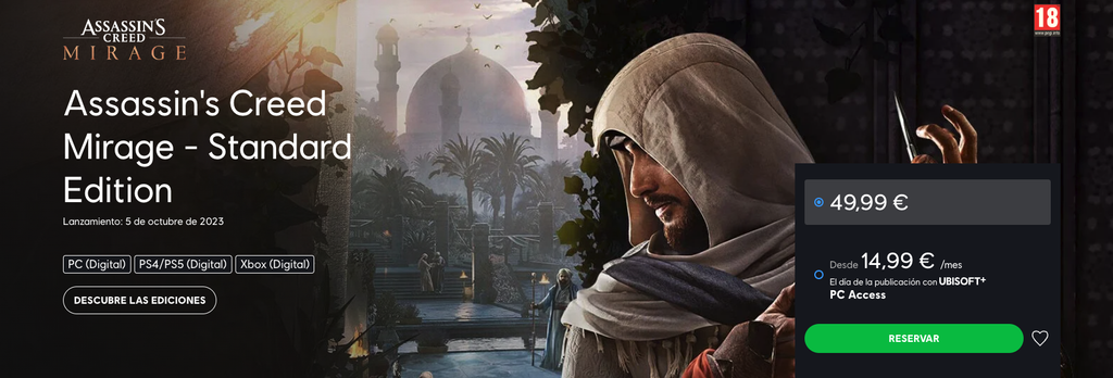 Assassin's Creed Mirage reserva.