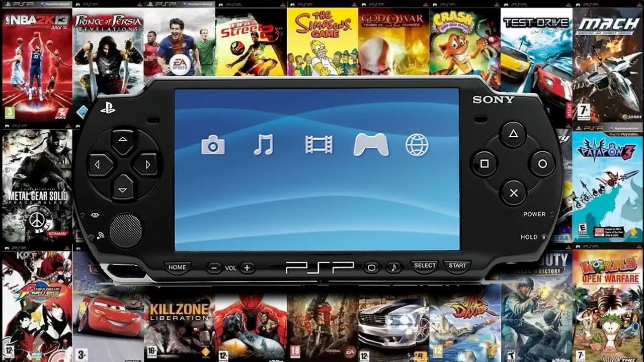 Consola PSP con juegos de fondo