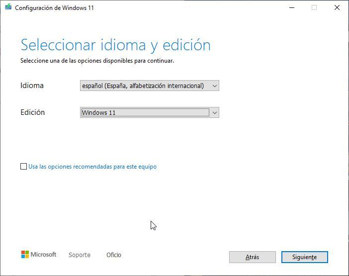 Crear medio de instalación de Windows 11 en USB