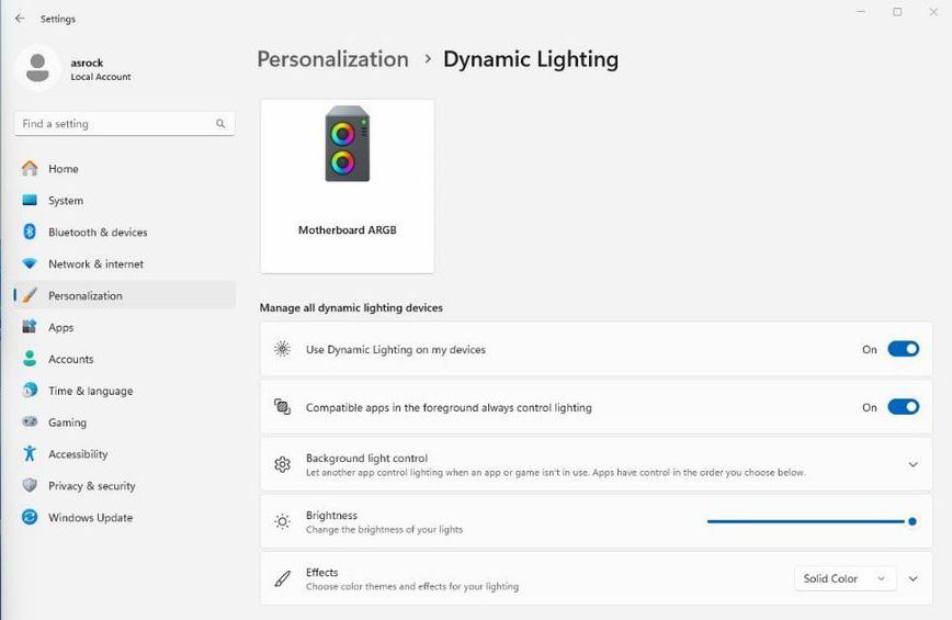 Función Dynamic Lightning en Windows 11